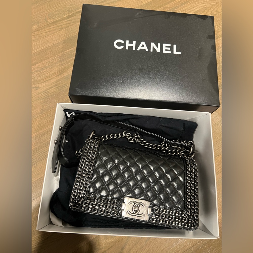 Black boy bag Chanel purse